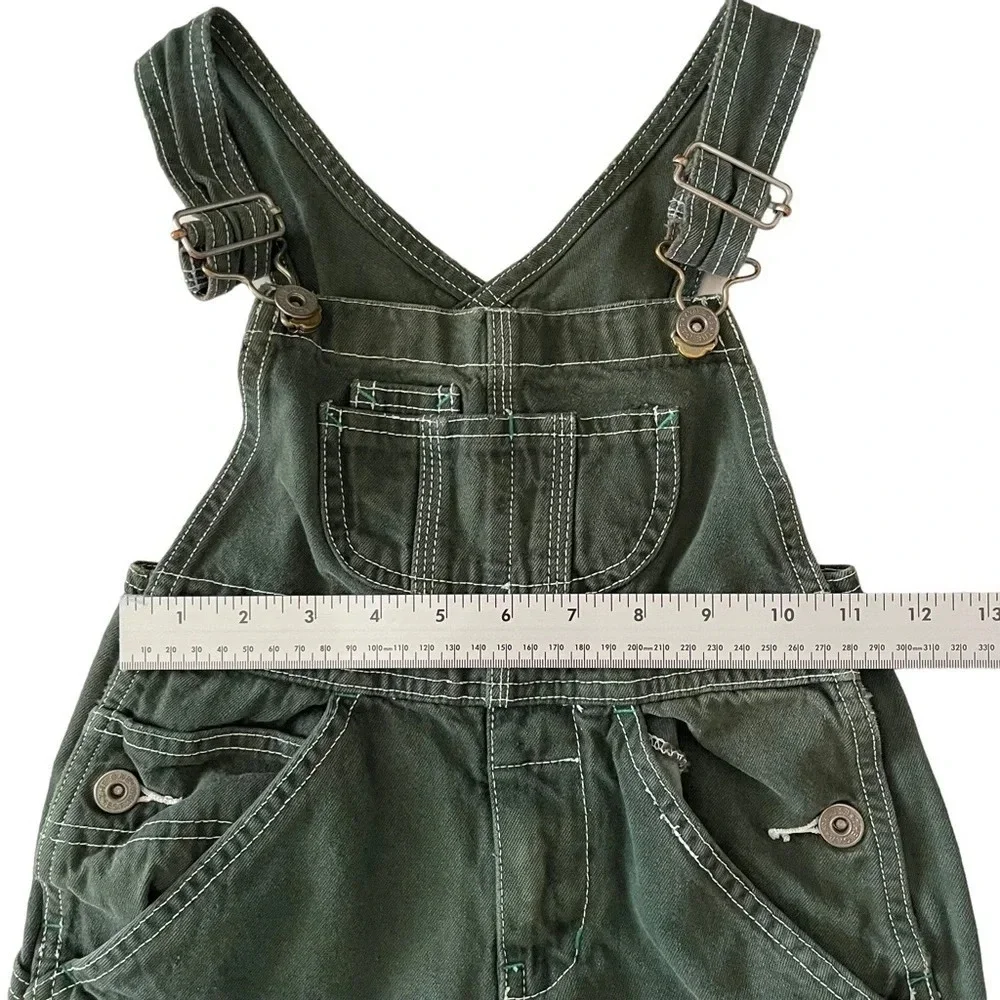 Gap Overalls Kids XXS Green Carpenter Contrast Stitch Utility Bibs